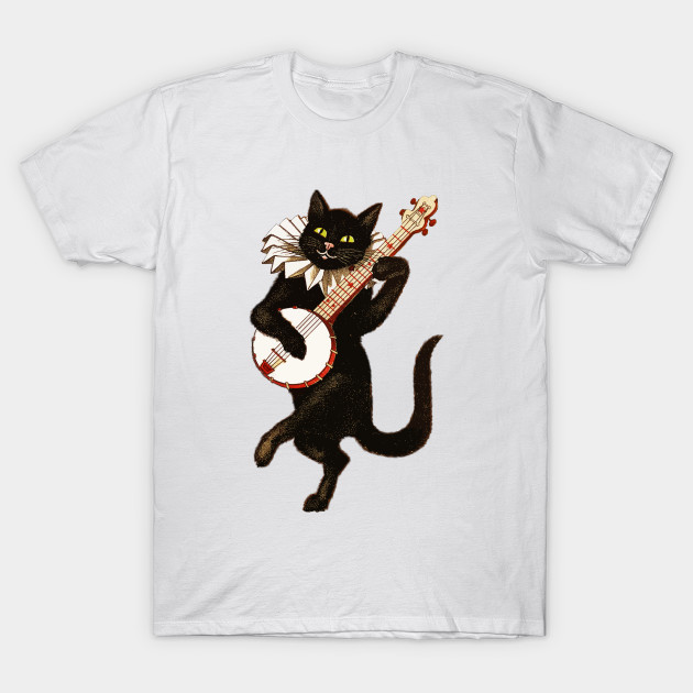 Cat Playing Banjo T-Shirt-TOZ